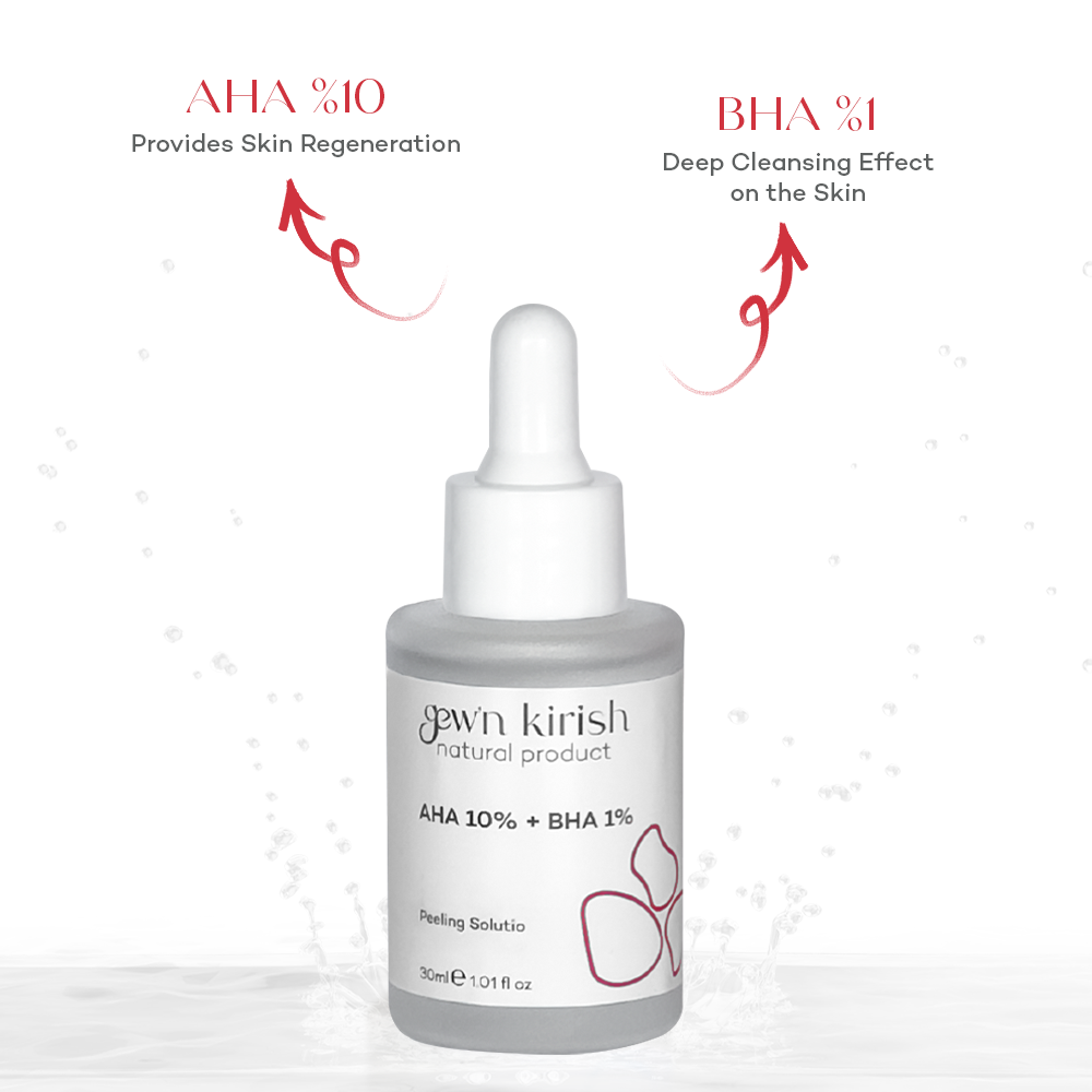 Gew'n Kirish AHA 10% + BHA 1% Peeling Solution - Professional Exfoliating Serum for Radiant Skin, Pore Minimizer, Acne & Blemish Reducer, 30ml