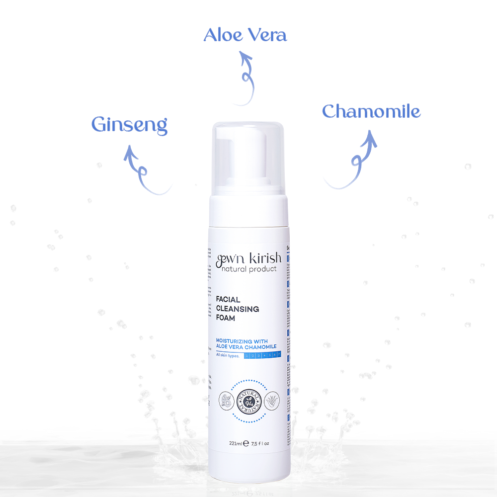 Gew’n Kirish Facial Cleansing Foam — Gentle Hydrating Cleanser for All Skin Types (7.5 fl oz)