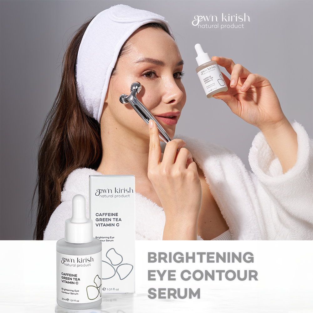 Gew'n Kirish Dark Circles Under Eye Treatment – Fine Lines Natural Caffeine Green Tea Vitamin C Brightening Eye Contour Serum (1.01 fl oz)