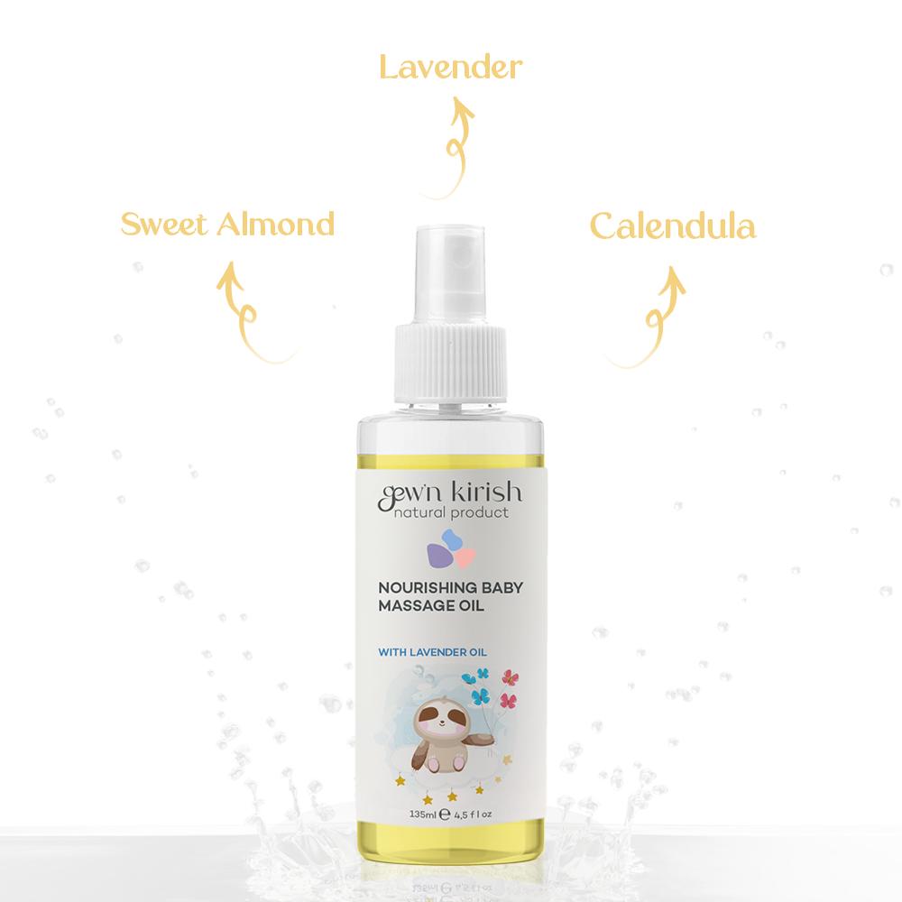 Gew'n Kirish Baby Massage Oil - Nourishing Blend with Calendula & Almond 135ml - Vegan & Natural Product 100% Natural for Gentle Baby Care - My Store