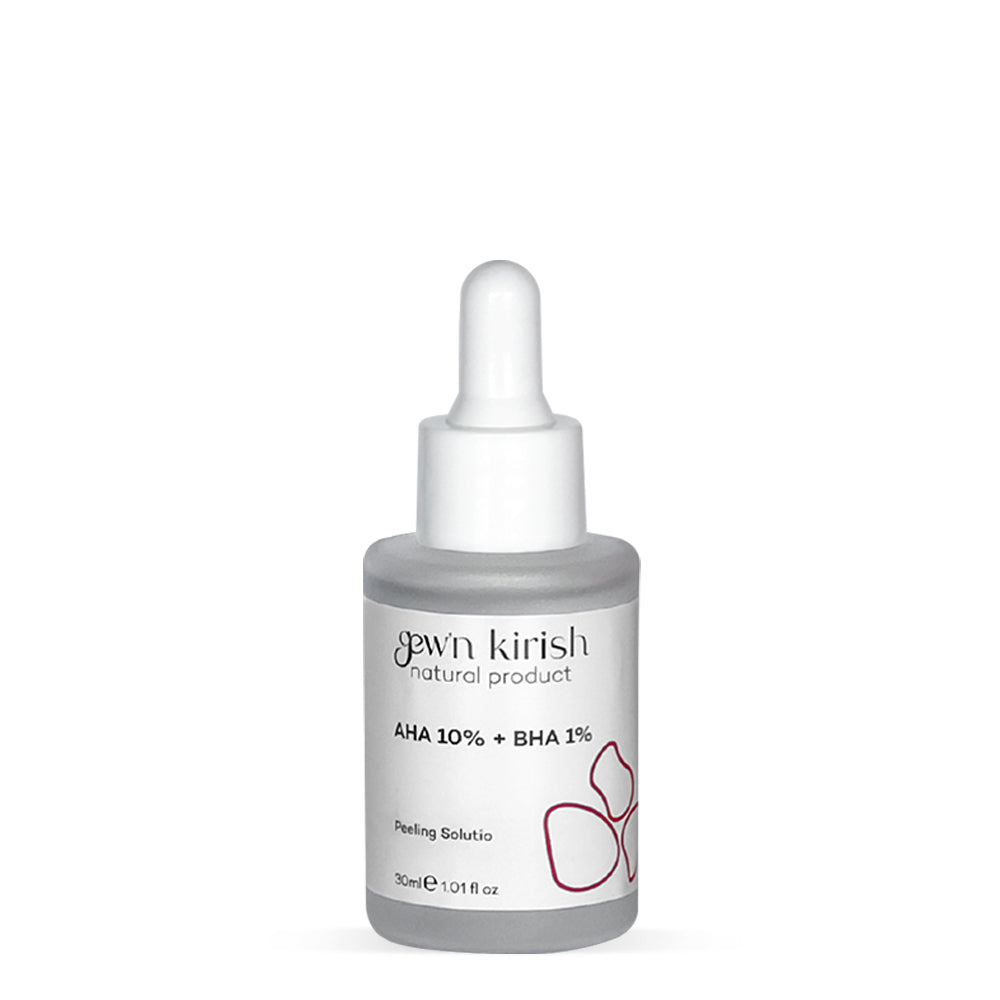 Gew'n Kirish AHA 10% + BHA 1% Peeling Solution - Professional Exfoliating Serum for Radiant Skin, Pore Minimizer, Acne & Blemish Reducer, 30ml