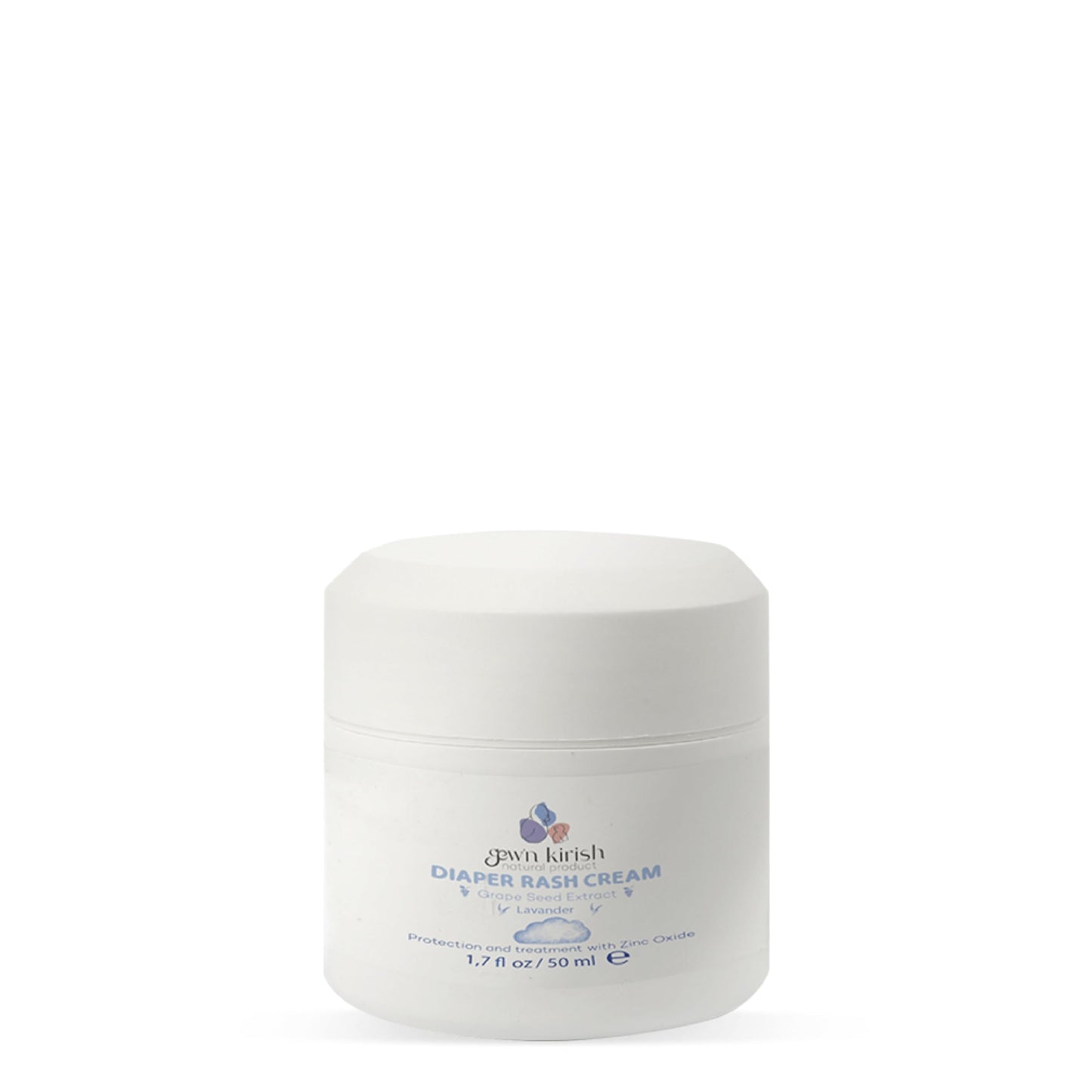 Gew'n Kirish Diaper Rash Cream with Lavender & Grape Seed Extract Zinc Oxide Protection 100% Natural Hypoallergenic Soothes Heals Sensitive Baby Skin 1.7oz 50ml - My Store