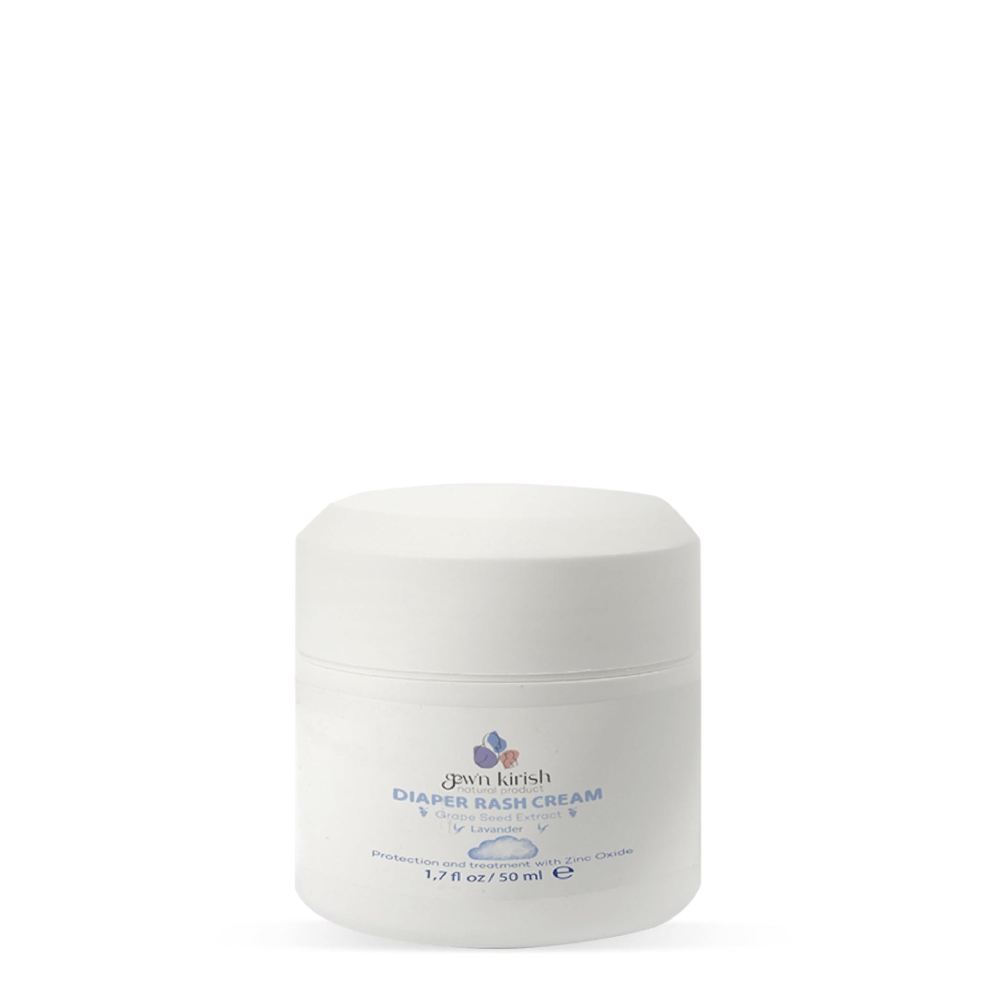 Gew'n Kirish Diaper Rash Cream with Lavender & Grape Seed Extract Zinc Oxide Protection 100% Natural Hypoallergenic Soothes Heals Sensitive Baby Skin 1.7oz 50ml - My Store
