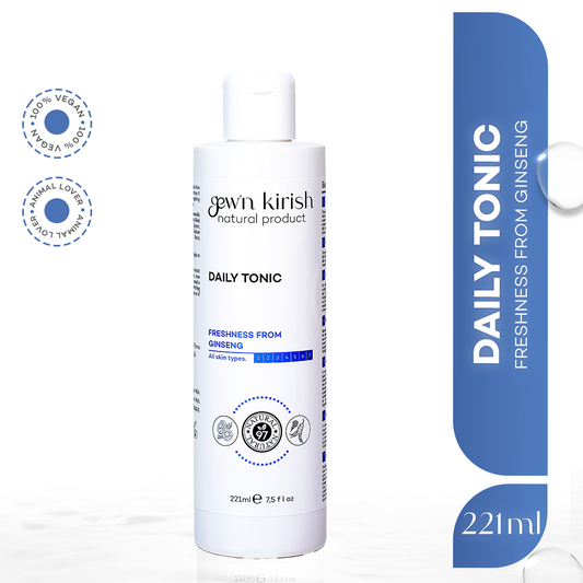 Gew'n Kirish Daily Tonic - Purifying Moisturizing Sebum Balancing 7.5 fl oz - Gentle Plant Formula with Ginseng Aloe Vera Chamomile for All Skin Types