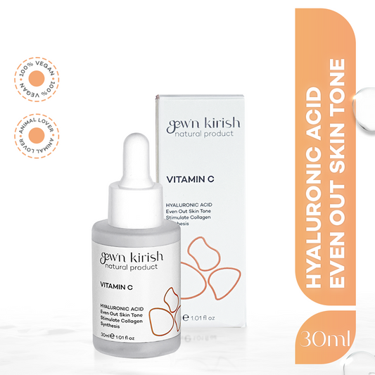 Gawn Kirish Vitamin C skincare product with dropper and packaging on a white background
