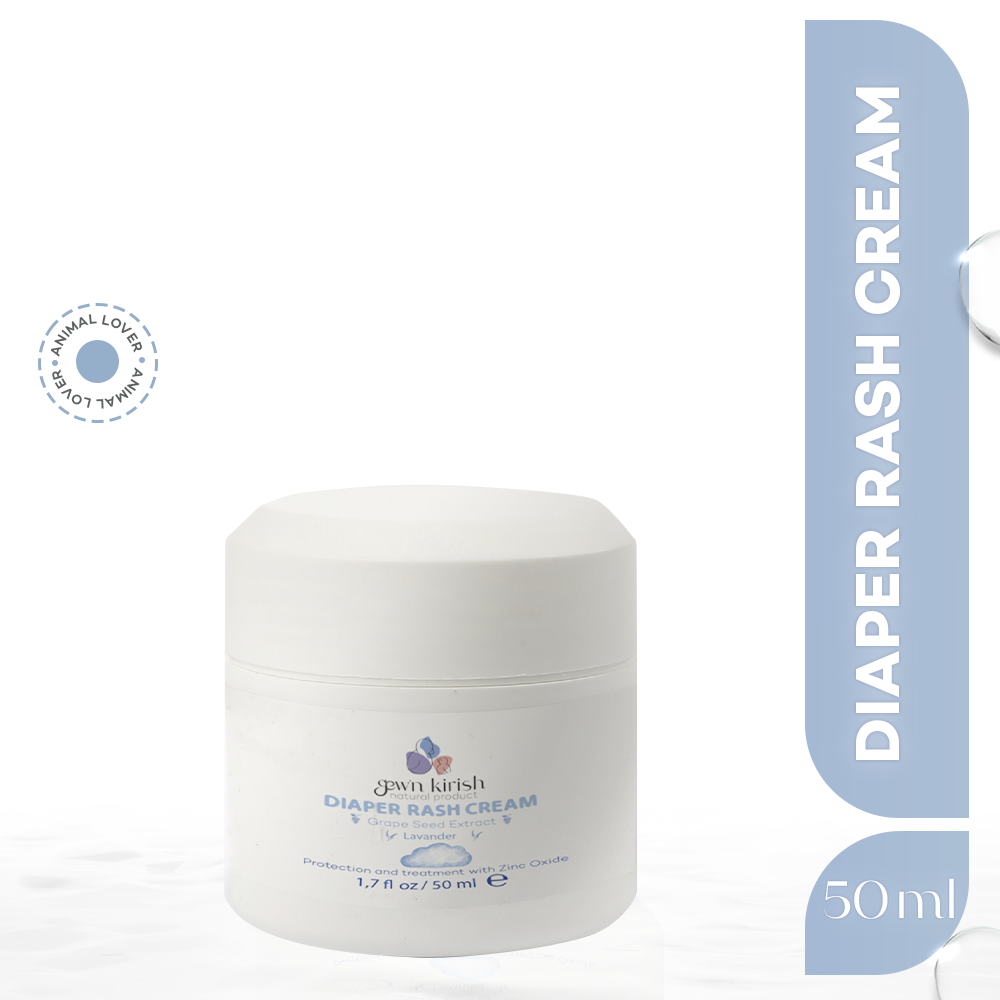 Gew'n Kirish Diaper Rash Cream with Lavender & Grape Seed Extract Zinc Oxide Protection 100% Natural Hypoallergenic Soothes 50ml
