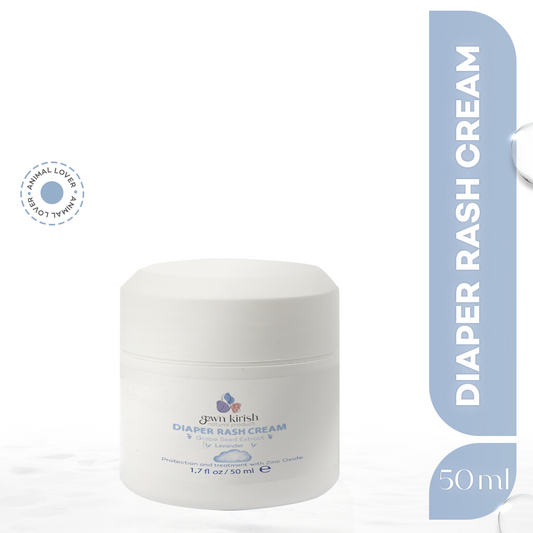 Gew'n Kirish Diaper Rash Cream with Lavender & Grape Seed Extract Zinc Oxide Protection 100% Natural Hypoallergenic Soothes 50ml
