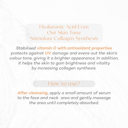 Gew'n Kirish Vitamin C Serum - Brightening & Antioxidant Boost with 3-O-Ethyl Ascorbic Acid, Panthenol & Sodium Hyaluronate for Radiant Skin 30ml