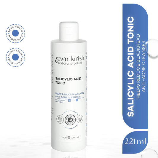 Gew'n Kirish Salicylic Acid Tonic 7.5 fl oz - Anti-Acne Cleanser with Chamomile & Glycerin for Oily & Normal Skin