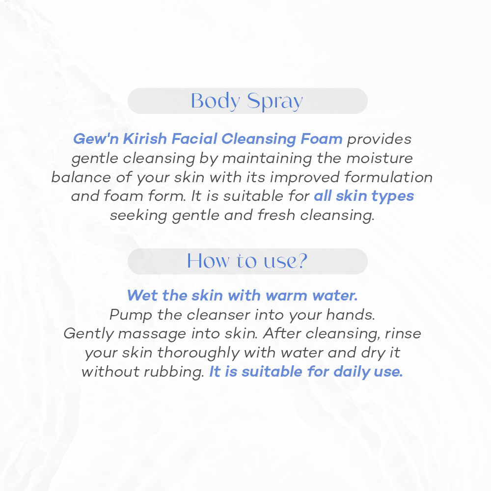 Gew’n Kirish Facial Cleansing Foam — Gentle Hydrating Cleanser for All Skin Types (7.5 fl oz)