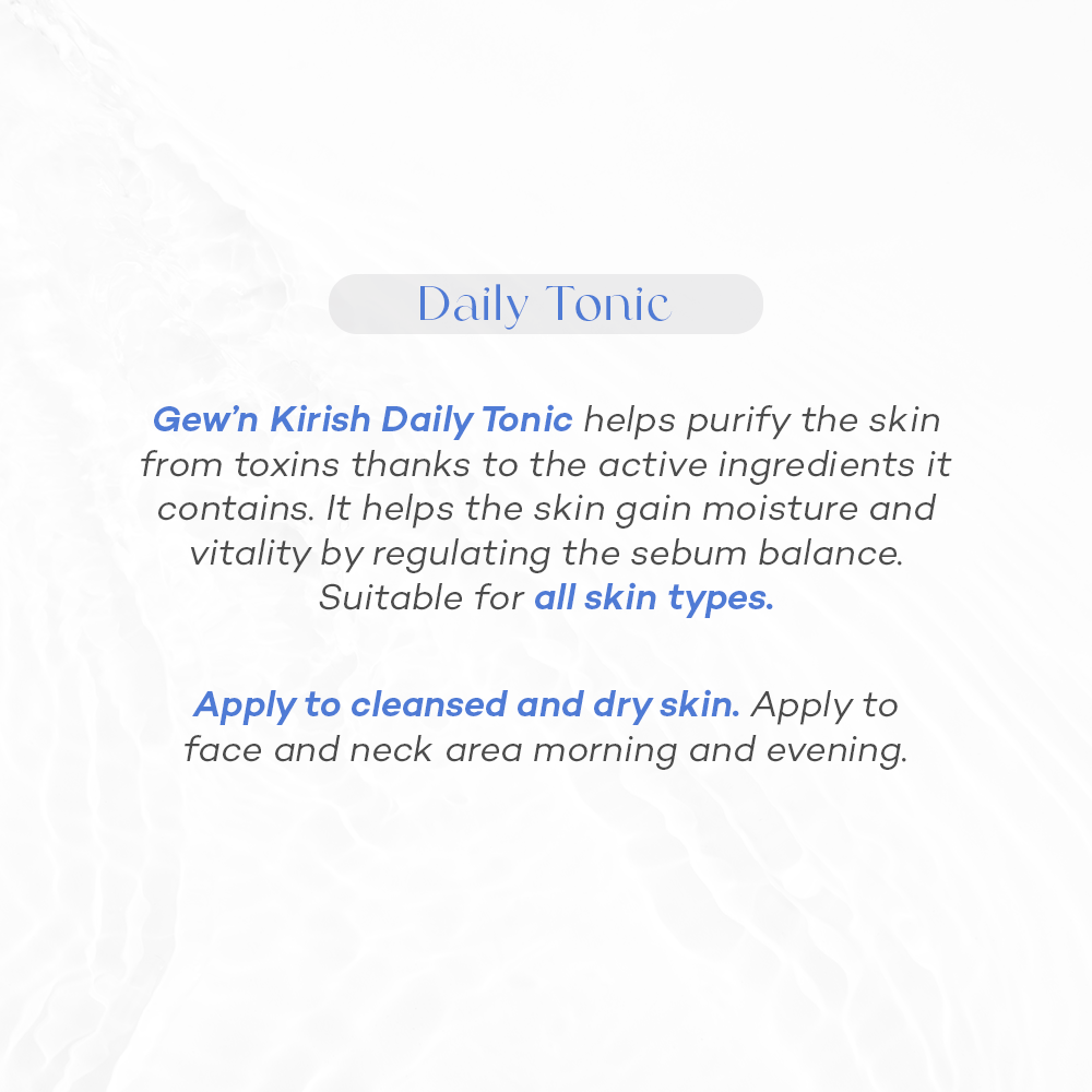 Gew'n Kirish Daily Tonic - Purifying Moisturizing Sebum Balancing 7.5 fl oz - Gentle Plant Formula with Ginseng Aloe Vera Chamomile for All Skin Types