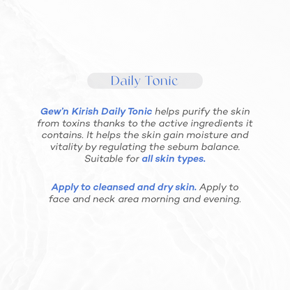 Gew'n Kirish Daily Tonic - Purifying Moisturizing Sebum Balancing 7.5 fl oz - Gentle Plant Formula with Ginseng Aloe Vera Chamomile for All Skin Types