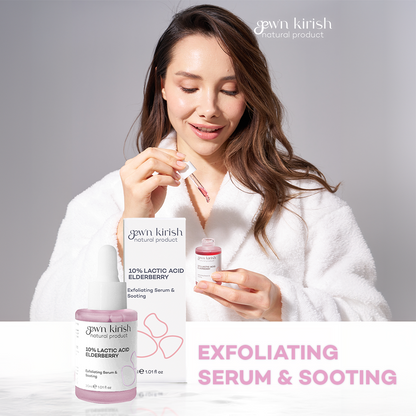 Gew'n Kirish Elderberry & Lactic Acid Serum – Gentle Glow - 10% Lactic Acid, Sodium Hyaluronate, Vegan, Cruelty-Free, 30ml - Aha