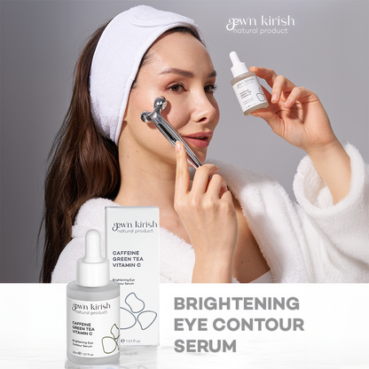 Gew'n Kirish Dark Circles Under Eye Treatment –  Fine Lines Natural Caffeine Green Tea Vitamin C Brightening Eye Contour Serum (1.01 fl oz)