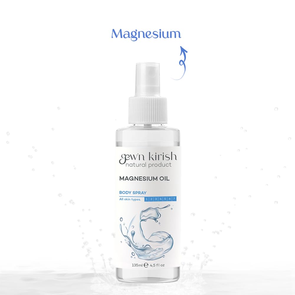 Gew'n Kirish Magnesium Oil Body Spray - 135ml Pure Magnesium Chloride for Joint Health Sleep Muscle Health Calming Fragrance-Free Moisturizing Soothing Cosmetic - My Store