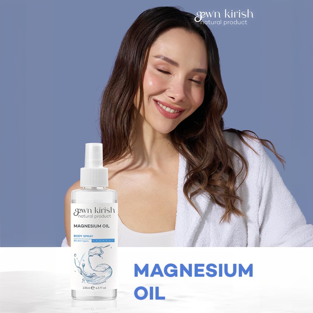Gew'n Kirish Magnesium Oil Body Spray - 135ml Pure Magnesium Chloride for Joint Health Sleep Muscle Health Calming Fragrance-Free Moisturizing Soothing Cosmetic - My Store