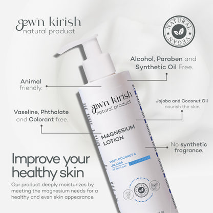 gew'n kirish Magnesium Lotion with Coconut and Jojoba - Relaxation & Joint Health 7.5 fl oz - My Store