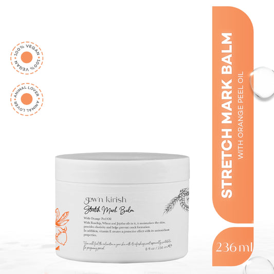 Gew'n Kirish Natural Stretch Mark Balm with Shea Butter & Orange Peel Oil | Nourishing & Moisturizing (Petrolatum, Phthalate, Mineral Oil Free)