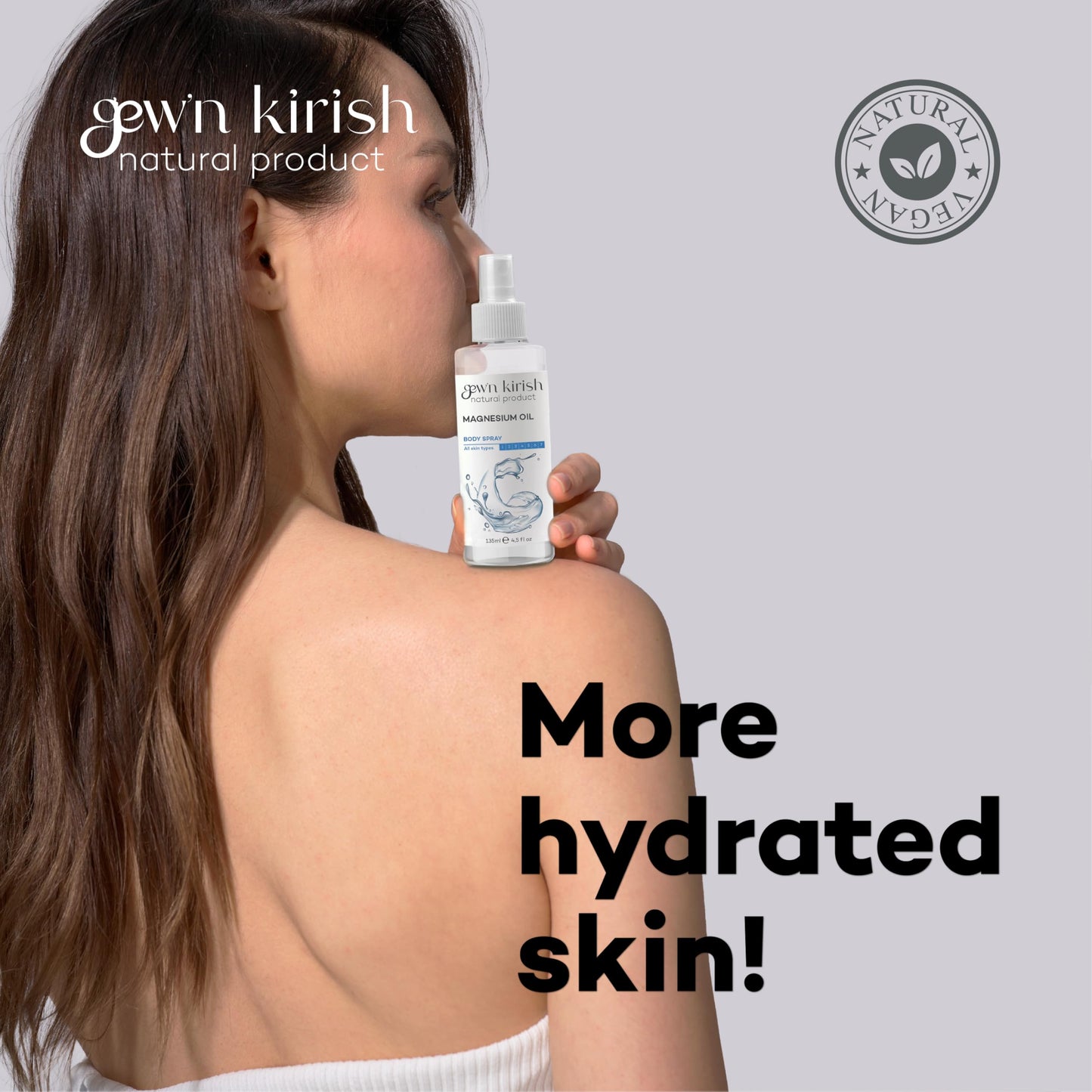Gew'n Kirish Magnesium Oil Body Spray - 135ml Pure Magnesium Chloride for Joint Health Sleep Muscle Health Calming Fragrance-Free Moisturizing Soothing Cosmetic - My Store