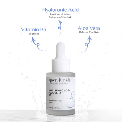 Gew’n Kirish Hyaluronic Acid + Aloe Vera + Vitamin B5 Hydration Booster Serum - Deep Moisture, Skin Soothing, 30 ml (1.01 fl oz)