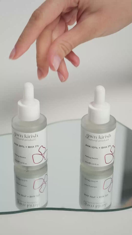 Gew'n Kirish AHA 10% + BHA 1% Peeling Solution - Professional Exfoliating Serum for Radiant Skin, Pore Minimizer, Acne & Blemish Reducer, 30ml