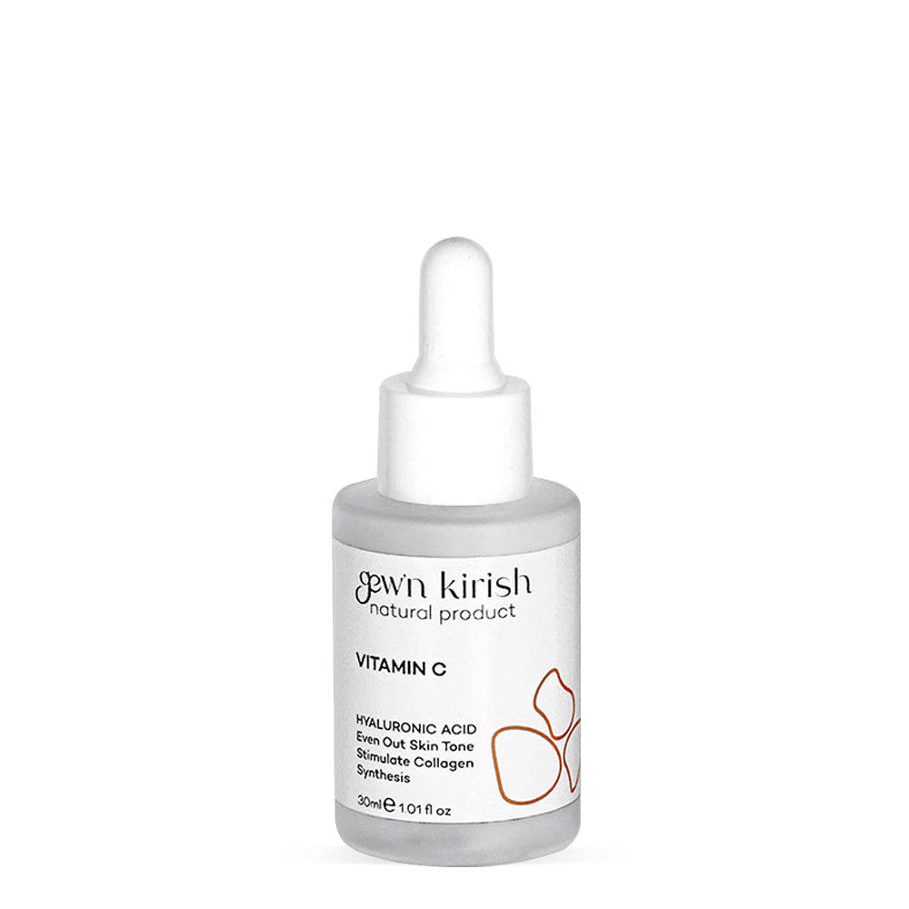 Skincare dropper bottle with Gew'n kirish branding on a white background